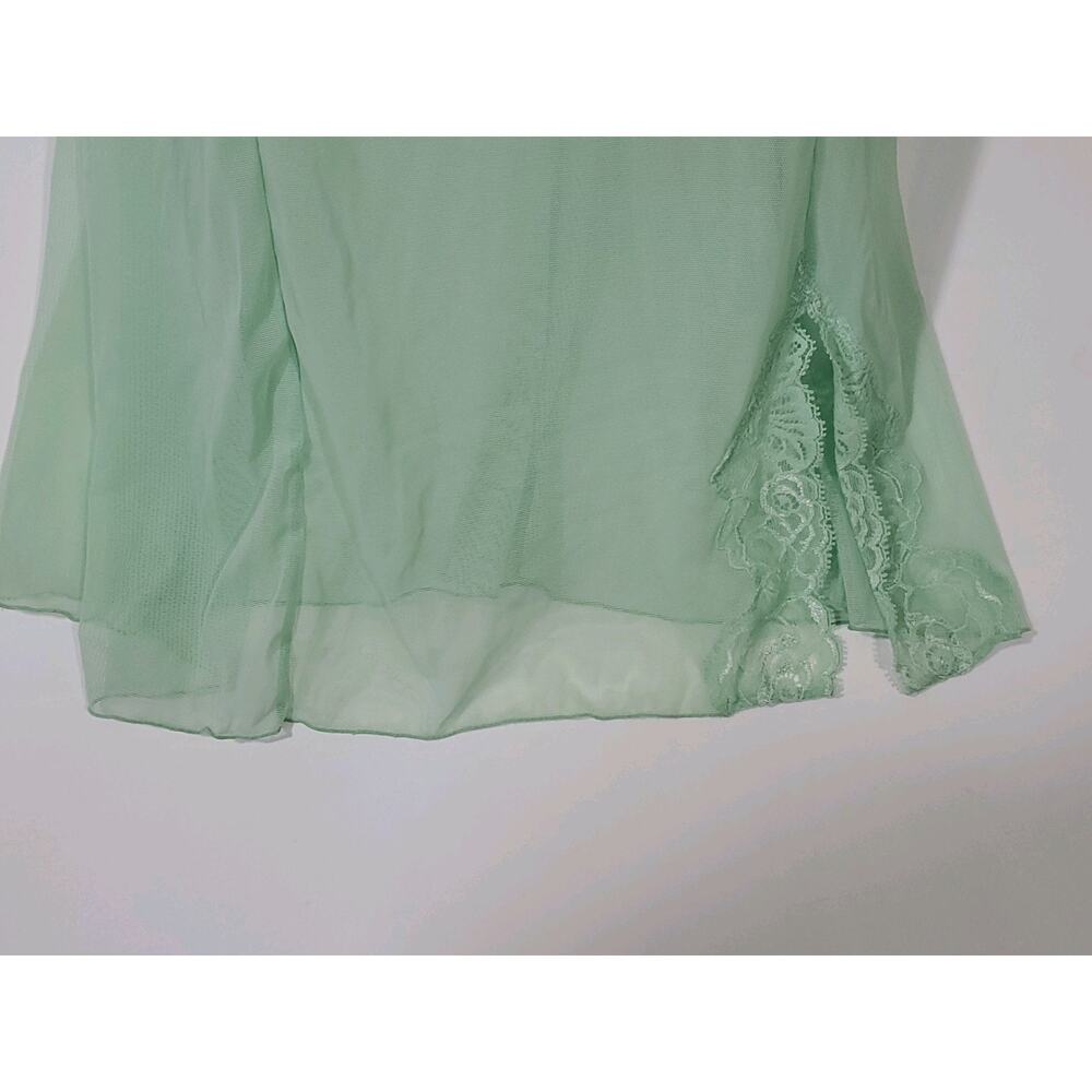 Wacoal Size XL Sheer Lime Green Baby Doll Short Sexy Nightie Lingerie Gown - Picture 5 of 12
